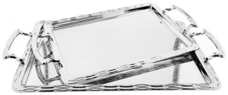 2er Set Gemusterte Serviertabletten aus Edelstahl mit eleganten Griffen