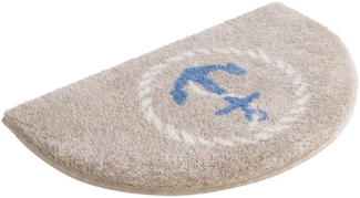 Grund Badematte Port Louis, Höhe 20 mm, rutschhemmend beschichtet, fußbodenheizungsgeeignet, Kunstfaser, halbrund, Design mit Anker, maritim, Made in Europe