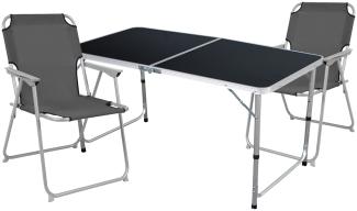 3-teiliges Campingmöbel Set Black Alu 120x60x58/70cm Anthrazit