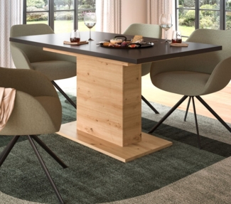 Esstisch Home-X in grau und Eiche ausziehbar 150 - 190 cm