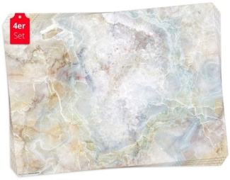 Tischsetmacher Platzset Tischsets, Platzsets abwaschbar - Marmorplatte in bunten Farben, (aus erstklassigem Vinyl (Kunststoff – BPA-frei), 4-St, 44 x 32 cm - rutschfeste Tischdekoration), Made in Germany