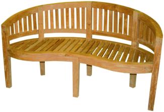 Premium Teak Gartenbank Banana Sitzbank Holzbank Teakbank Parkbank 150cm