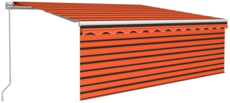 vidaXL Markise Manuell Einziehbar mit Rollo & LED 4,5x3 m Orange Braun 3069325