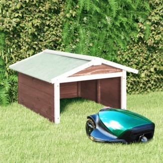vidaXL Mähroboter Garage, Tannenholz, 72 x 87 x 50 cm, Braun / Weiß