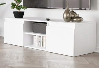 Home Collective TV-Schrank Lowboard Fernsehschrank mit 2 Türen und 1 Einlegeboden​ 120x40x36 cm, Weiß​