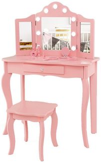 KOMFOTTEU Schminktisch (Set, 2-St), mit Spiegel, Hocker & LED-Lichter