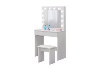 Ofcasa Schminktisch Frisiertisch (Tablett mit Ständer), Kosmetiktisch, Frisierkommode mit 1 Schubladen, gepolsterter Hocker