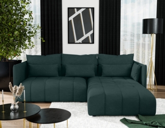 AX LIVING Ecksofa Grün mit Schlaffunktion und Bettkasten Cosmova 245cm