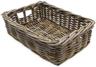 Spetebo Aufbewahrungskorb Rattan Aufbewahrungkorb rechteckig shabby grau (Anzahl, 1 St, Stück), mit 2 Griffen