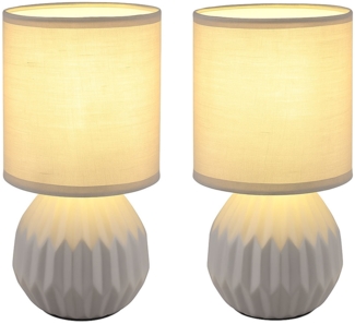 2er Set Tischleuchte, Keramik, Textil, grau, H 23 cm