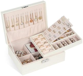 OSTWOLKE Schmuckkasten 2 Schichten Schmuckkästchen Schmuckschatulle Schmuckkoffer