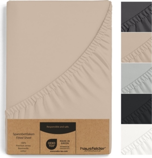 Hausfelder Spannbettlaken Boxspring Bettlaken 140/160x200 cm, bis 40cm Matratzenhöhe, Beige, Jersey-Baumwolle, Gummizug: rundum, (1 Stück), verschiedene Farben und Größen