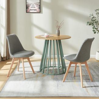 Esszimmerstuhl Fläten 2er Set Bouclé Grau [en. casa]