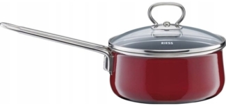 Riess rosso Pfanne 1 L burgunderroter Emailletopf mit Deckel