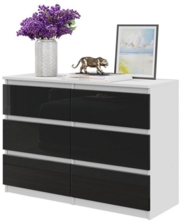 Furnica Kommode GABRIEL 6 Schubladen - Weiß Matt H70cm B100cm T33cm