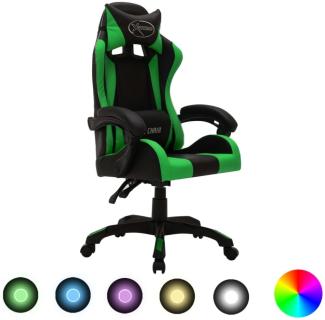 vidaXL Gaming-Stuhl mit RGB LED-Leuchten Grün und Schwarz Kunstleder 287999