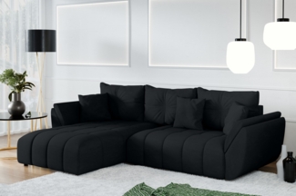 AX LIVING L Form schwarze Ecksofa Verciani Schlaffunktion Bettkasten