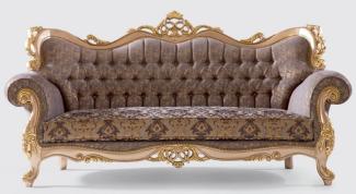 Casa Padrino Luxus Barock Sofa Lila / Grau / Gold 240x90 x H. 123 cm