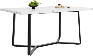 Merax Esszimmertisch (138.5,8*75*76 cm), leichter Luxustisch für 4-6 Personen, geeignet für Esszimmer, Wohnzimmer, MDF marmorierte Tischplatte