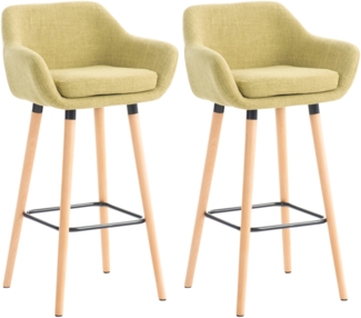 DELUKE® Barhocker 2er Set mit Lehne Hellgrün VILO - Stoffbezug, 99x55x46cm Barhocker mit Lehne Tresenhocker Barstuhl Küchenhocker Thekenhocker hoher Stuhl