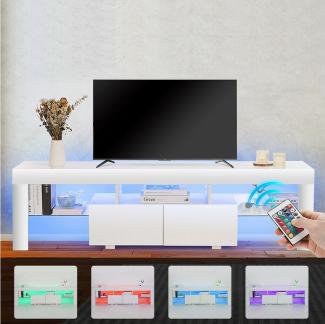 oyajia TV-Schrank 160cm TV-Schrank mit LED-Beleuchtung, Lowboard TV-Schrank 2 Schubladen (Moderne Rahmenoptik TV-Board, viel Stauraum) griffloses Design TV Board, Fernsehtisch mit Glasrahmen, 2 Schränke