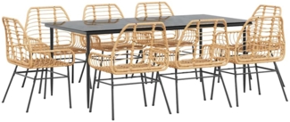 vidaXL 9-teiliges Garten-Esszimmerset Braunes Polyrattanglas 3334449