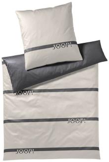 JOOP! Bettwäsche Logo Stripes 4101 9 Stone Mako Satin 135 x 200 + 80 x 80 cm