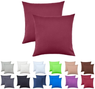 NatureMark Kissenbezüge 2er Pack Jersey Kissenbezug Kissenhülle, (2 Stück), Kissenhülle in vielen Größen und Farben (40 x 40 cm, Bordeaux rot)