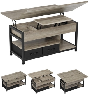 MSMASK Couchtisch 3-in-1-Multifunktions-Wohnzimmertisch mit 2 Schubladen, Kaffeetisch, Versteckte Aufbewahrung, 50T x 100B x 50H cm