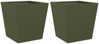 vidaXL Pflanzkübel 2 Stk. Olivgrün 40x40x40 Stahl 851059