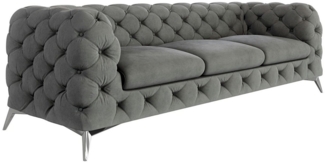 S-Style Möbel Chesterfield-Sofa 3-Sitzer Kalina mit Silber Metall Füßen, mit Wellenfederung