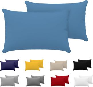 Kissenbezug 50 x 70 cm (Set mit 2) - 100% Jersey Baumwolle 150 g/qm Kissenbezüge -Blau - Für Kissen 50 x 70 cm - Kissenhülle - Kissenbezug - Resistent und Hypoallergen - Dreamzie