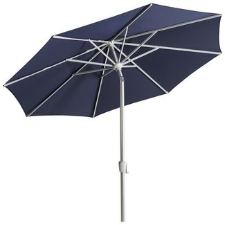 Sonnenschirm Abriola aus Aluminium und Polyester, neigbar, rund, dunkelblau, Ø 270 cm