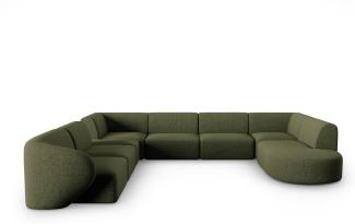 Micadoni Modulares Panorama Ecksofa Shane 8-Sitzer Links Chenille Grün Melange