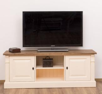 TV-Lowboard im Landhausstil Shabby Chic, eierschale-braun