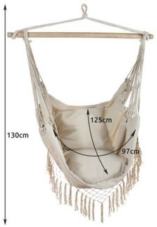 ISO TRADE Hängematte Gartenstuhl Brasilianischer Stuhl (Spar-Set, 1 St, komfortabel), 2 Weiche Kissen (40x40 cm) sorgen für zusätzlichen Komfort