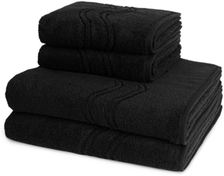 Ross Cashmere feeling 4 tlg. Frottier-Set - 2 X Handtuch (50 X 100cm), 2 X Duschtuch (75 X 140cm) - 520 g/m2 - Schwarz