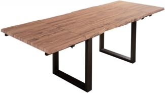 Baumkantentisch Akazie stone U-Gestell schwarz 140 (220) x 90 cm BARCELONA 528086