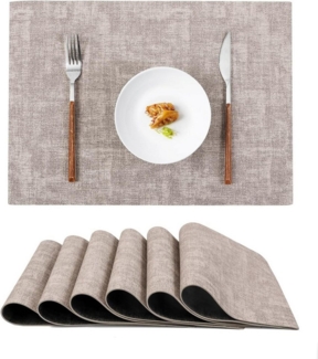 SinLaw Platzset Abwaschbares Tischset, beidseitig rutschfest, hitzebeständig, grau, (6-St), 6er-Packung,Beidseitig verwendbar, knitterarm