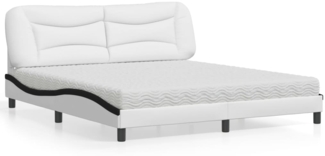 vidaXL Bett mit Matratze Weiß und Schwarz 180x200 cm Kunstleder 3208744