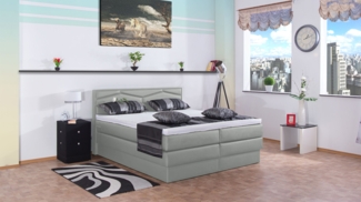 Meisterbetten Boxspringbett Fabi 180x200 in KL-Grau, Matratzenbezug Nano, Ergoflex-Topper