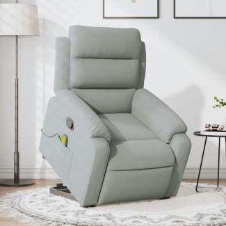 vidaXL Massagesessel mit Aufstehhilfe Hellgrau Samt 3205103
