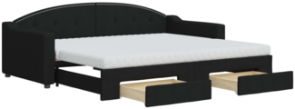 vidaXL Tagesbett Ausziehbar mit Schubladen Schwarz 90x200 cm Stoff 3197586