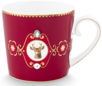 PiP Studio Tasse Love Birds Medaillon Hirsch Tasse dunkelrot 0,3l, Porzellan