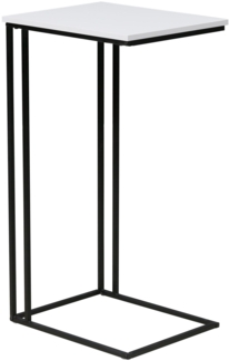 trendteam smart living - Strike - Beistelltisch - Weiß/Schwarz - Wohnzimmertisch auf robustem Metallgestell - (BxHxT) 50 x 91 x 40 cm - praktische C-Form