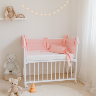 Beistellbett Set Baby – Matratze & Nestchen in Rosa, Velvet