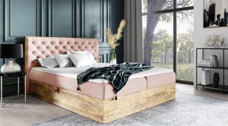 Boxspringbett Schlafzimmerbett DIONA 140x200cm Stoff Rose inkl. Bettkasten