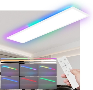 ZMH LED Panel 100x25 Deckenleuchte - Deckenpanel Dimmbar Lang Tageslichtlampe GRB Backlight Farbwechsel Brolampe Flach Bro 24W Deckenlampe Kchenlampe fr Werkstatt Flur Kche Wohnzimmer