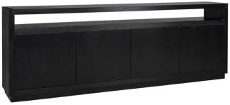 Casa Padrino Luxus Sideboard Schwarz 240 x 40 x H. 85 cm - Massivholz Schrank mit 4 Türen - Wohnzimmer Möbel - Wohnzimmer Einrichtung - Luxus Möbel - Luxus Einrichtung