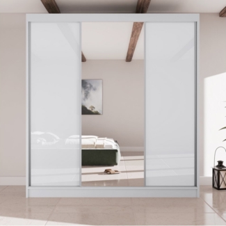 Beautysofa Kleiderschrank VELIS II Breite: 200cm, mit Spiegel und Lakobel, mit Schubladen